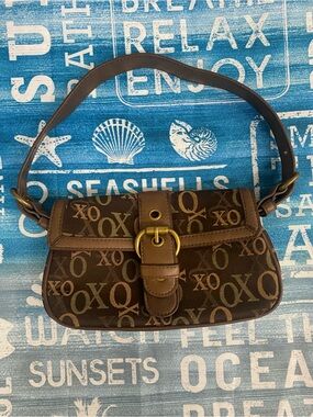 XOXO Monogram Shoulder Bag with Buckle Accent